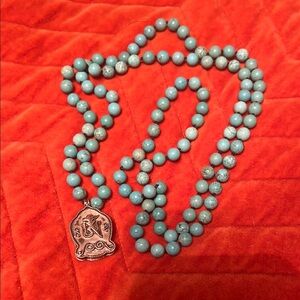 Turquoise Beaded Necklace with Sterling Silver Pendant